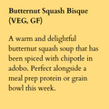 Butternut Squash Bisque (VEG, GF)