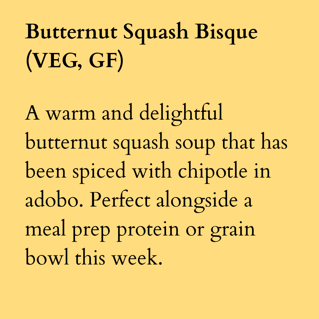 Butternut Squash Bisque (VEG, GF)