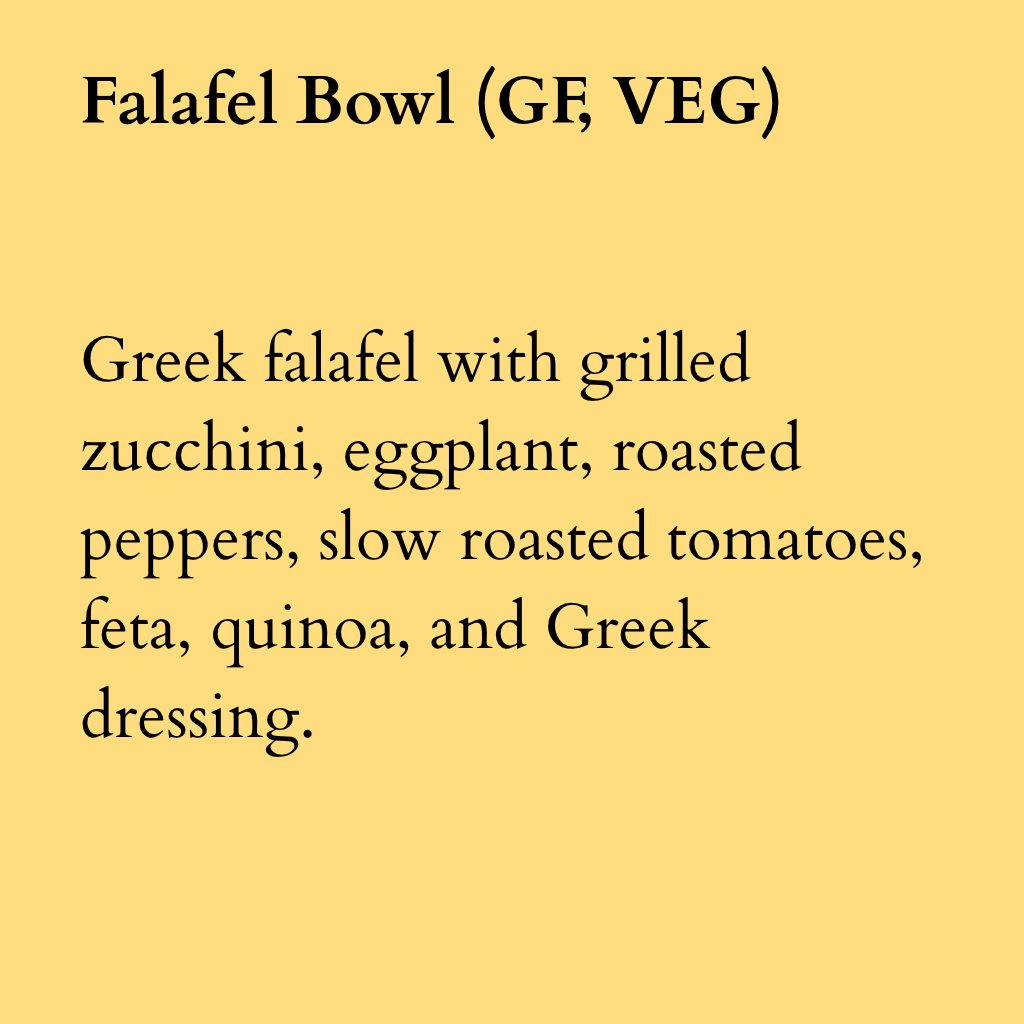 Falafel Bowl (GF, VEG)