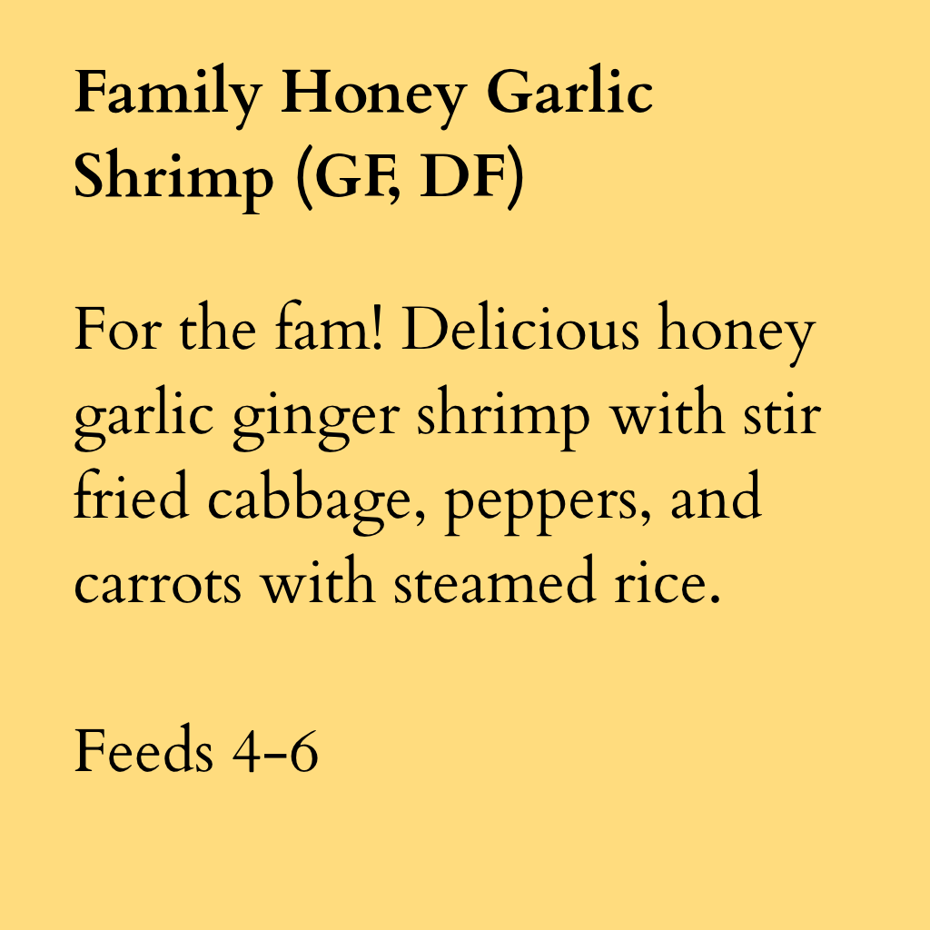 Family Honey Garlic Shrimp (GF, DF)